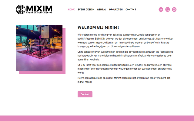 Screenshot van MIXIM event design